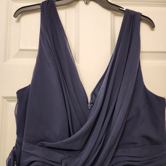 Dessy Collection Draped Chiffon Maxi Dress, Women's Size 20 midnight navy - Picture 8 of 11